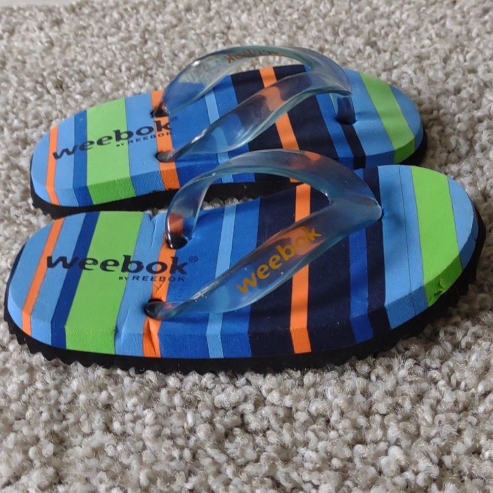 Weebok Multicolor Stripe Flop Sandals Toddler Boys 11 EUC